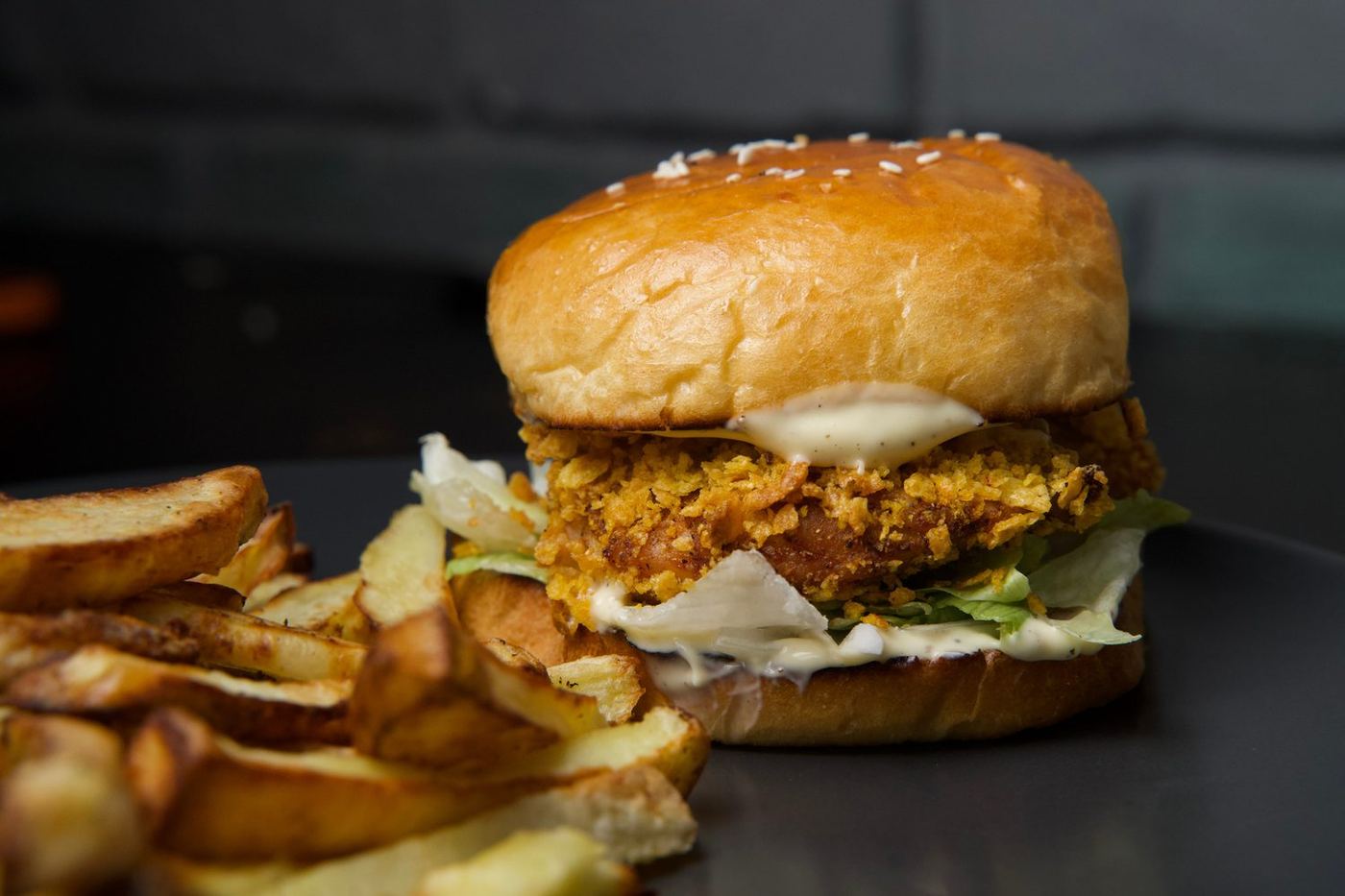 High-protein crispy chicken sandwich